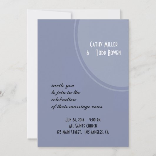 Invitation Mariage Moderne Bleu Clair (Devant)