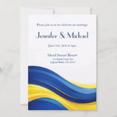 Invitation Mariage Moderne Bleu Cobalt et Jaune (Devant)