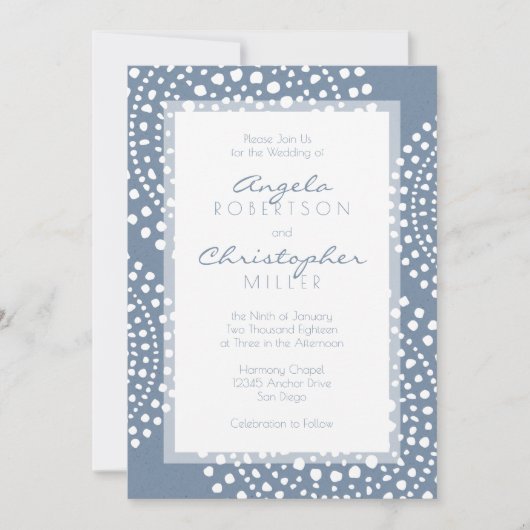 Invitation Mariage moderne bleu de Boho de denim (Devant)