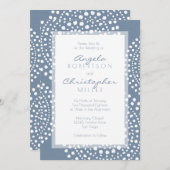 Invitation Mariage moderne bleu de Boho de denim (Devant / Derrière)
