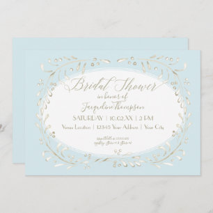 Invitation Mariage moderne bleu de branche de feuille