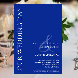 Invitation Mariage Moderne Bleu et Blanc-