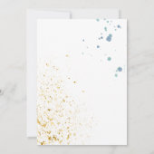 Invitation Mariage Moderne Bleu et or Aquarelle plaquettes (Dos)