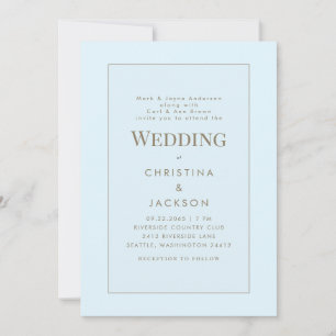 Invitation Mariage Moderne Bleu Glacé des Deux Parents
