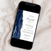 Invitation Mariage Moderne Bleu Nuit Agate Argent