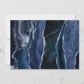 Invitation Mariage Moderne Bleu Nuit Agate Argent (Dos)