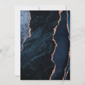 Invitation Mariage Moderne Bleu Nuit Agate Rose Doré Blush (Dos)