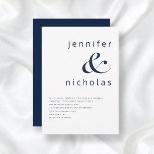 Invitation Mariage Moderne Bleu Nuit Ampersand