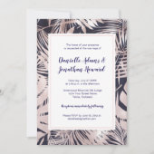Invitation Mariage Moderne Bleu Nuit avec Superposition de Fe (Devant)