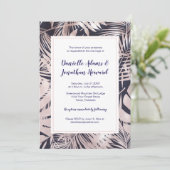Invitation Mariage Moderne Bleu Nuit avec Superposition de Fe (Debout devant)