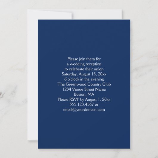 Invitation Mariage Moderne Bleu Nuit Vert Citron (Dos)