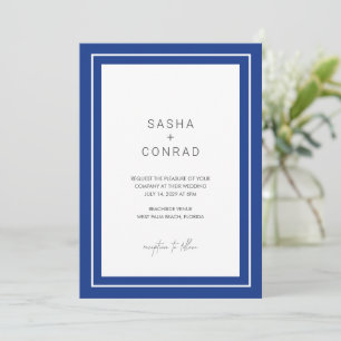 Invitation Mariage Moderne Bleu Saphir avec Bordure Gras