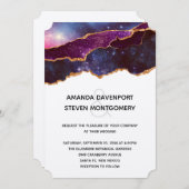 Invitation Mariage Moderne Bleu & Violet Espace & Étoiles (Devant / Derrière)