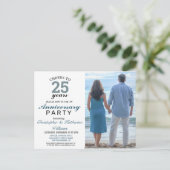 Invitation Mariage moderne Blue 25th Silver Annive (Debout devant)