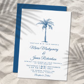 Invitation Mariage moderne Blue Palm Plage tropicale