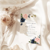 Invitation Mariage moderne Blush et Navy Florals