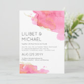 Invitation Mariage moderne Blush Pink (Debout devant)