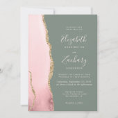 Invitation Mariage moderne Blush Pink Or Agate Sage Green (Devant)