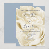 Invitation Mariage Moderne Bohème Bleu Poussiéreux  (Devant / Derrière)