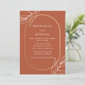 Invitation Mariage Moderne Bohème Brûlé Rouille (Debout devant)