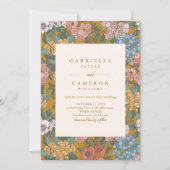 Invitation Mariage Moderne Bohème Floral Jaune Moutarde (Devant)