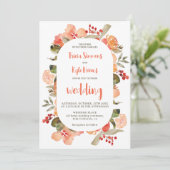 Invitation Mariage moderne Boho automne terre cuite à fleurs  (Debout devant)