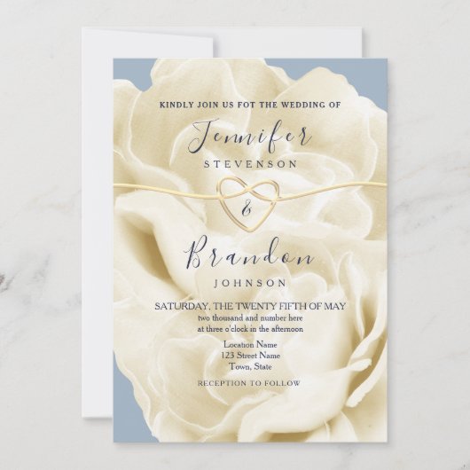Invitation Mariage Moderne Boho Bleu Poussiéreux (Devant)