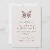 Invitation Mariage moderne Boho Butterfly Bourgogne Taupe (Devant)