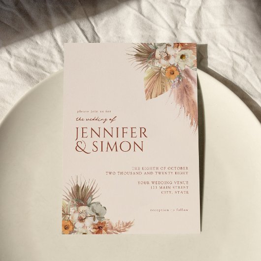 Invitation Mariage moderne Boho Chic