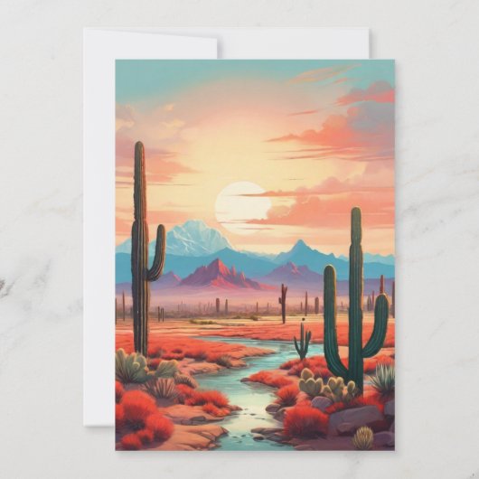 Invitation Mariage moderne Boho Desert Mountain (Dos)