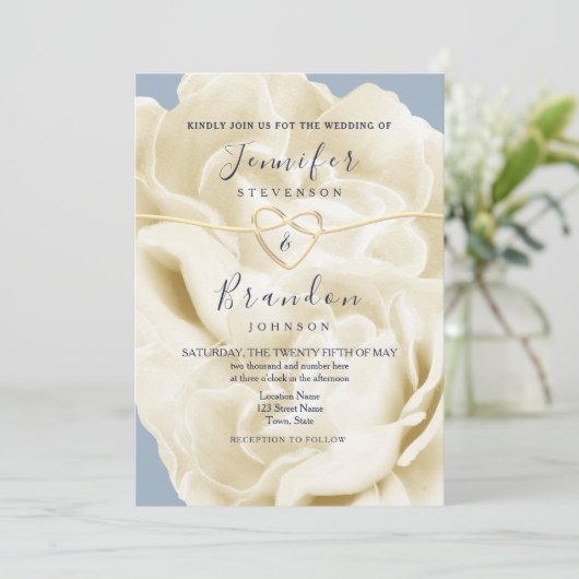 Invitation Mariage moderne Boho Dusty Blue (Debout devant)