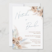 Invitation Mariage moderne Boho Dusty Blue Script (Devant)