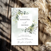 Invitation Mariage moderne boho eucalyptus feuillage verdure