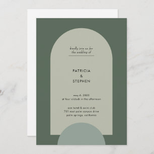Invitation Mariage moderne Boho géométrique Sage Arche vert