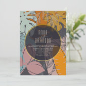 Invitation Mariage Moderne Boho Orange et Noir (Debout devant)