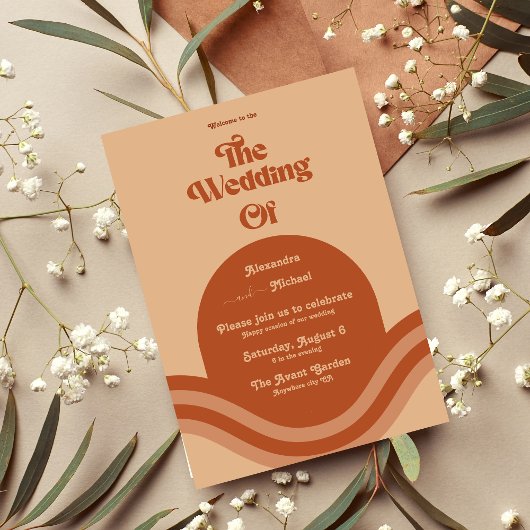 Invitation Mariage moderne Boho Terracotta Arch