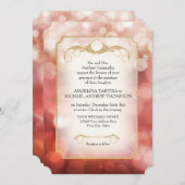 Invitation Mariage moderne Bokeh Sparkle Twinkle Marsala (Devant / Derrière)