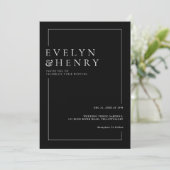 Invitation Mariage Moderne Bordure Noir et Blanc (Debout devant)