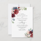 Invitation Mariage Moderne Botanique Bourguignon Écriture Flo (Devant)