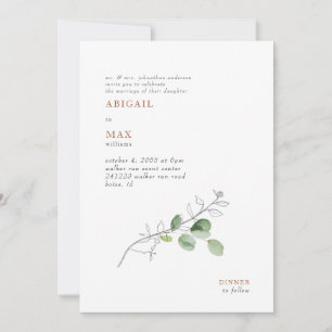 Invitation Mariage moderne botanique en terre cuite de printe