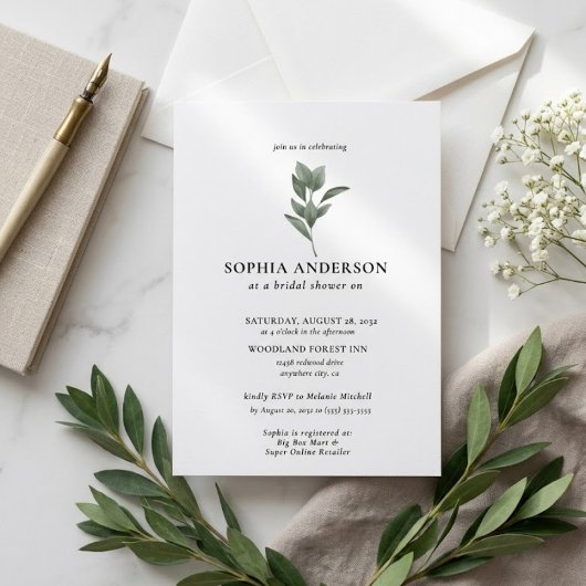 Invitation Mariage moderne botanique eucalyptus boho