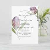 Invitation Mariage Moderne Botanique Protea Violet (Debout devant)