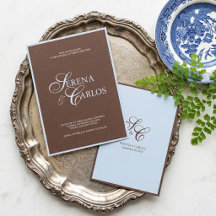 Mariage Moderne Brun Chocolat et Bleu Poudre