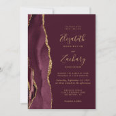 Invitation Mariage moderne Burgundy Red Gold (Devant)