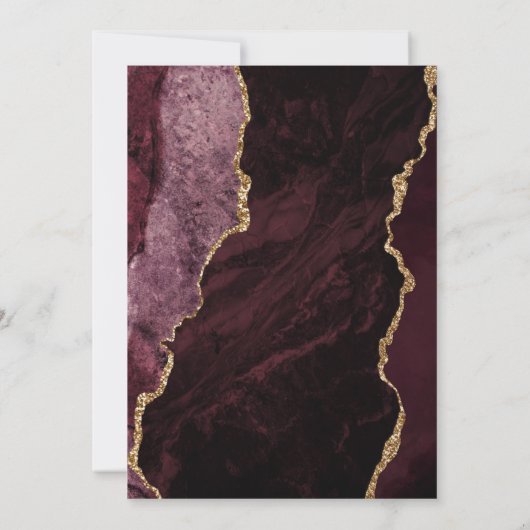 Invitation Mariage moderne Burgundy Red Gold (Dos)