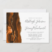 Invitation Mariage moderne Burnt Orange Gold Agate (Devant)