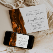 Invitation Mariage moderne Burnt Orange Gold Agate