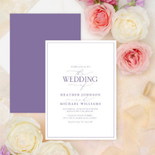 Invitation Mariage moderne calligraphié lilas lavande