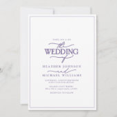 Invitation Mariage moderne calligraphié lilas lavande (Devant)