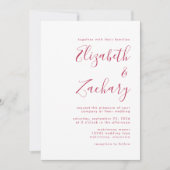 Invitation Mariage Moderne Calligraphié Magenta (Devant)